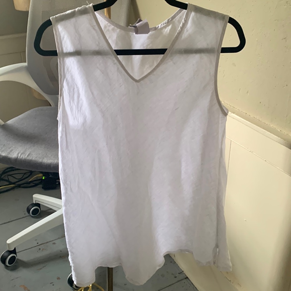 Bright White 100% linen sleeveless top SIZE MEDIUM